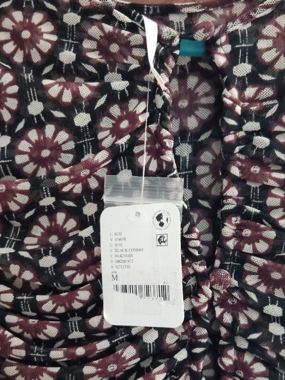 Free People Briella Midi Dress - Black with Cream Print (Flaw) - Picture 5 of 6